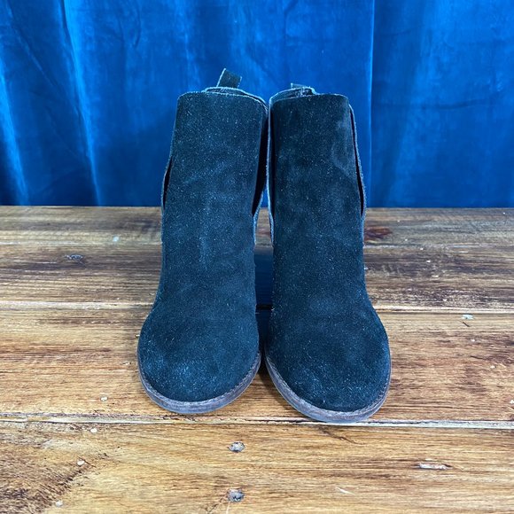 Lucky Brand Black Suede Yoniana Wedge Ankle Bootie Size 8.5M - Picture 2 of 11